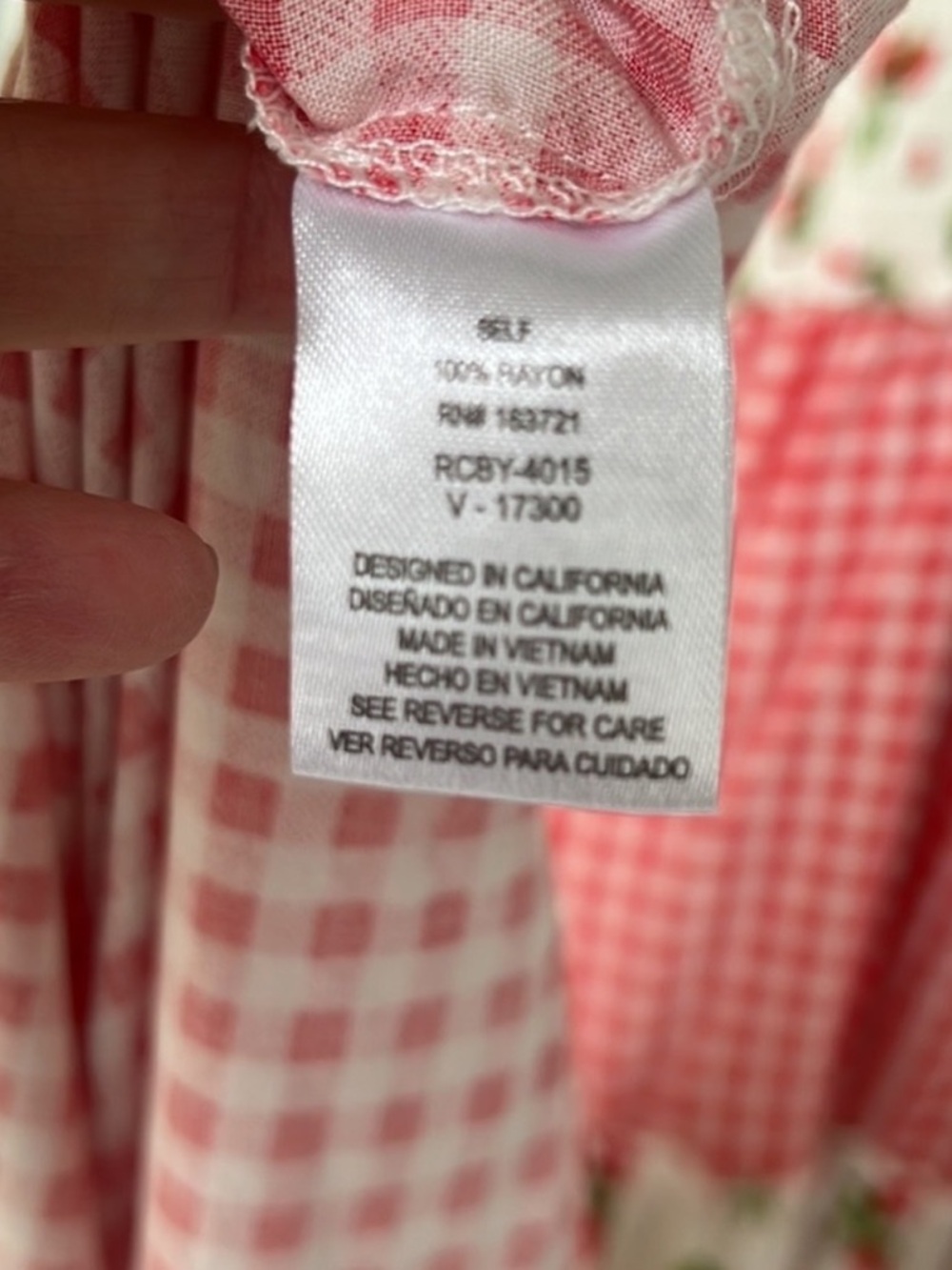 BEBOP Red Gingham & Strawberry Print Tie-Shoulder Maxi Dress Size Medium - Picture 7 of 7
